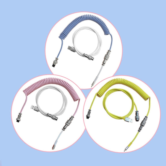 Ajazz AL60 USB To Type-C/USB-C Keyboard Extension Line Single Hole Connector, Cable Length: 2.3m(Sky Blue)