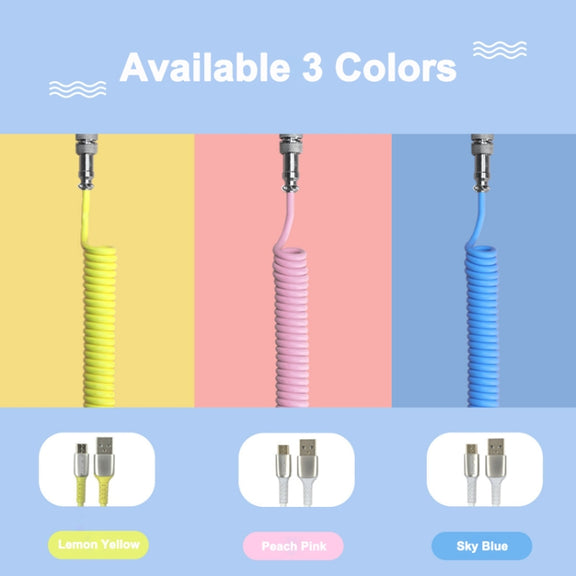 Ajazz AL60 USB To Type-C/USB-C Keyboard Extension Line Single Hole Connector, Cable Length: 2.3m(Sky Blue)