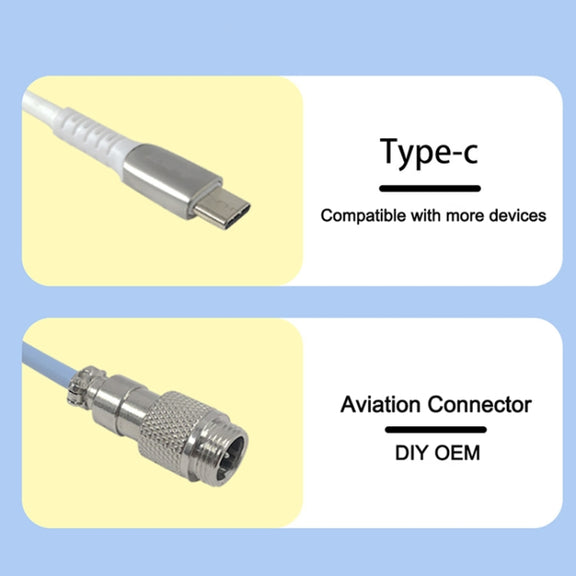 Ajazz AL60 USB To Type-C/USB-C Keyboard Extension Line Single Hole Connector, Cable Length: 2.3m(Sky Blue)