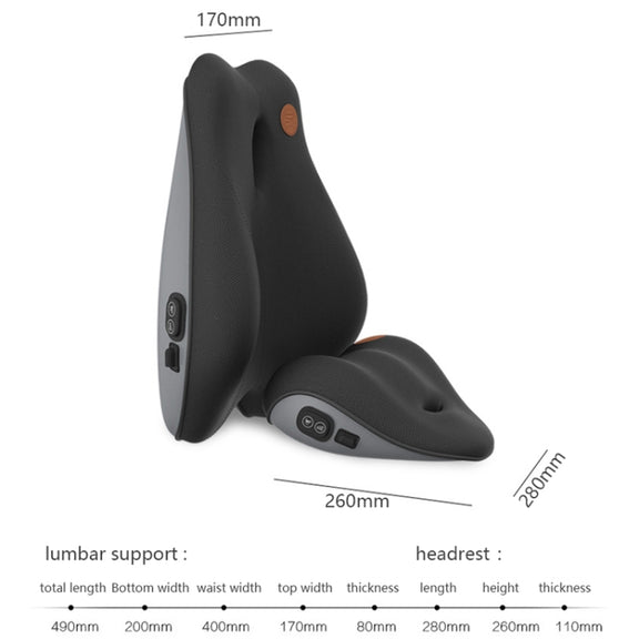 SR-21 Car Lumbar Cushion Headrest Seat Memory Foam Accessories, Style: Massage Lumbar Support (Black)