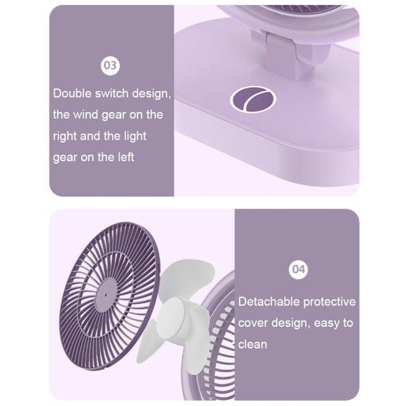 LF-002 Mini USB Rechargeable Light Desktop Fan Rotatable Night Light Silent Fan(Light Green)