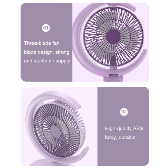 LF-002 Mini USB Rechargeable Light Desktop Fan Rotatable Night Light Silent Fan(Light Green)