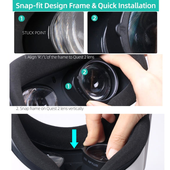 For Oculus Quest 2 Hifylux Q2-QF11 1pair Myopia Lens Frame Aspheric Resin VR Glasses Accessories(250 Degrees)