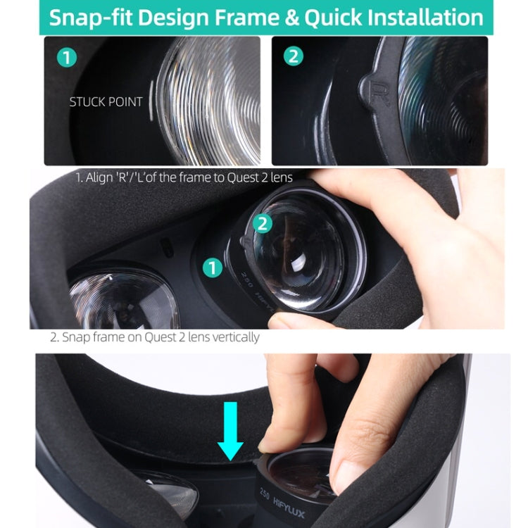 For Oculus Quest 2 Hifylux Q2-QF11 1pair Myopia Lens Frame Aspheric Resin VR Glasses Accessories(250 Degrees)