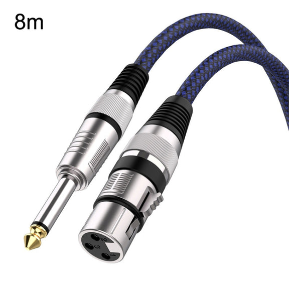 8m Blue and Black Net TRS 6.35mm Male To Caron Female Microphone XLR Balance Cable