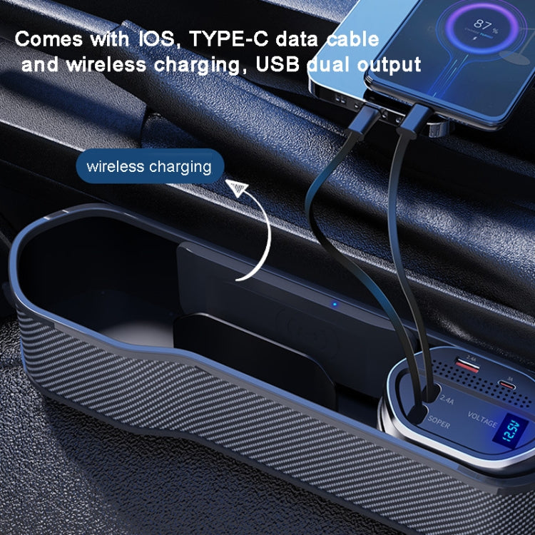 Vehicle Seat Gap Storage Box Organizer Front Seat Console Side Pocket ,Spec: Wireless Charging Upgrade Wire - Stowing Tidying by PMC TechLife | Online Shopping South Africa | PMC TechLife | Buy Now Pay Later Mobicred