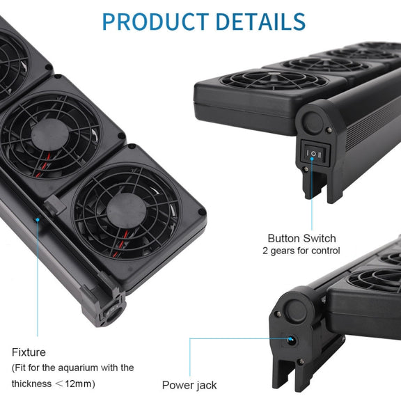 Fish Tank Cooling Fan Cooling Silent Aquarium Fan, Specification: 3 Head EU Plug