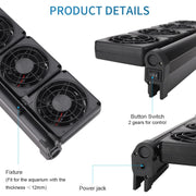 Fish Tank Cooling Fan Cooling Silent Aquarium Fan, Specification: 2 Head UK Plug