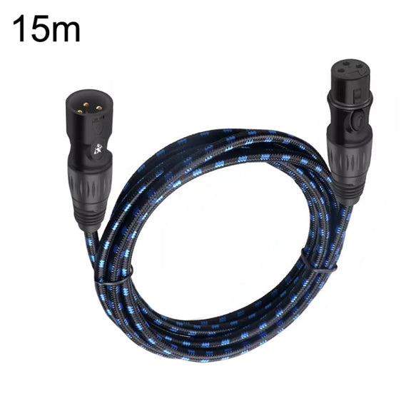 KN006 15m Male To Female Canon Line Audio Cable Microphone Power Amplifier XLR Cable(Black Blue)