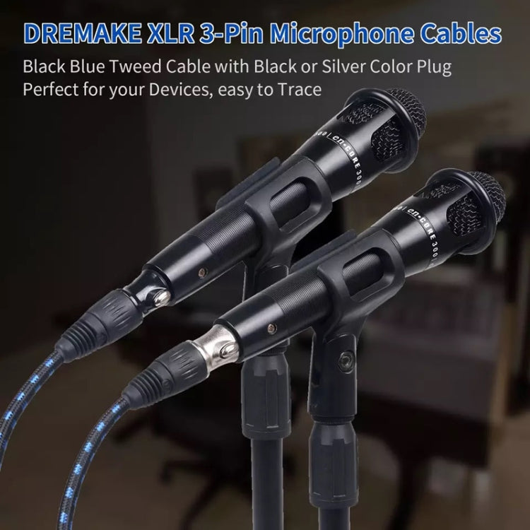 KN006 15m Male To Female Canon Line Audio Cable Microphone Power Amplifier XLR Cable(Black Blue)