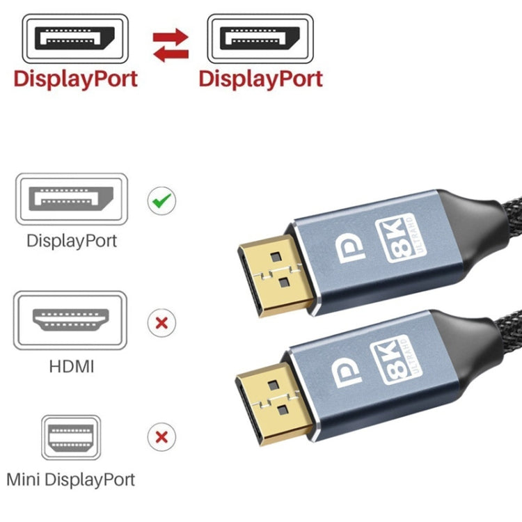 5m 1.4 Version DP Cable Gold-Plated Interface 8K High-Definition Display Computer Cable 30AWG OD:6.3MM With Nylon Mesh(Silver) -  by PMC Jewellery | Online Shopping South Africa | PMC Jewellery | Buy Now Pay Later Mobicred