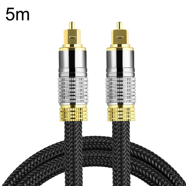 CO-TOS101 5m Optical Fiber Audio Cable Speaker Power Amplifier Digital Audiophile Square To Square Signal Cable(Bright Gold Plated)