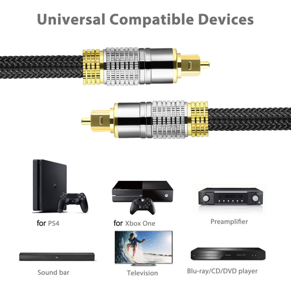 CO-TOS101 15m Optical Fiber Audio Cable Speaker Power Amplifier Digital Audiophile Square To Square Signal Cable(Bright Gold Plated)