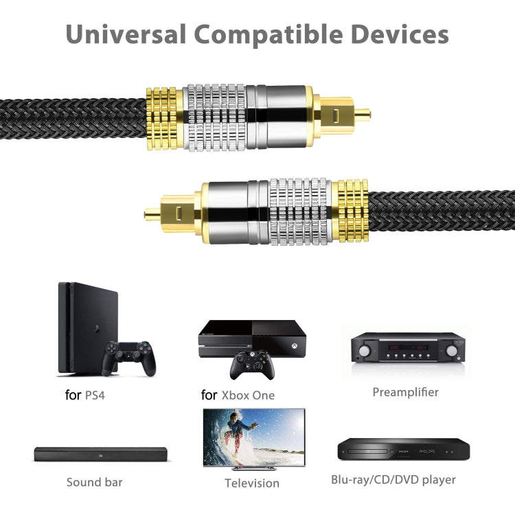 CO-TOS101 15m Optical Fiber Audio Cable Speaker Power Amplifier Digital Audiophile Square To Square Signal Cable(Bright Gold Plated)
