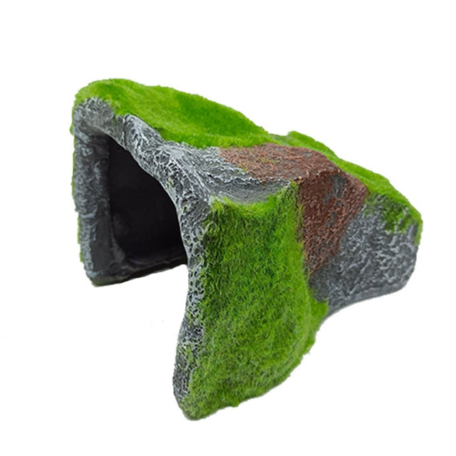 ZR647 Flocked Caple Box Turtle Hiding Nest Moss Cave Turtle Cave Sunbed