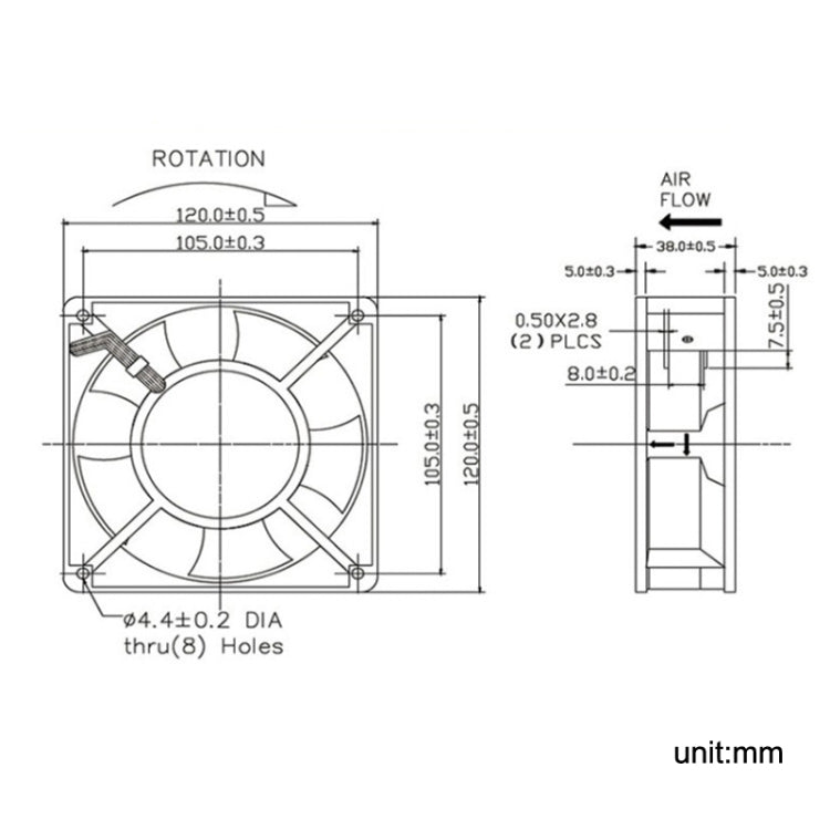 XIN RUI FENG XRX12038 380V Double Roller Cooling Fan 12cm Cabinet Power Distribution Cabinet Shaft