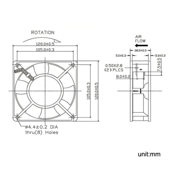 XIN RUI FENG XRF12038HASL 110V Oil Bearing 12cm Cooling Fan