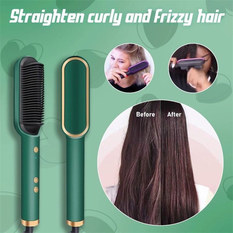 2 In 1 Hair Straightener Brush And Curler Negative Ion Hair Straightener Styling Comb(Red) - free shipping - PMC Jewellery - Order now!