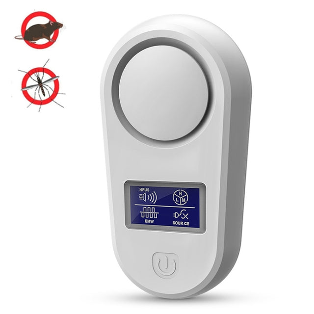 High Power Display Ultrasonic Mouse Repellent Mosquito Repellent Home Intelligent Insect Repellent EU Plug(White)