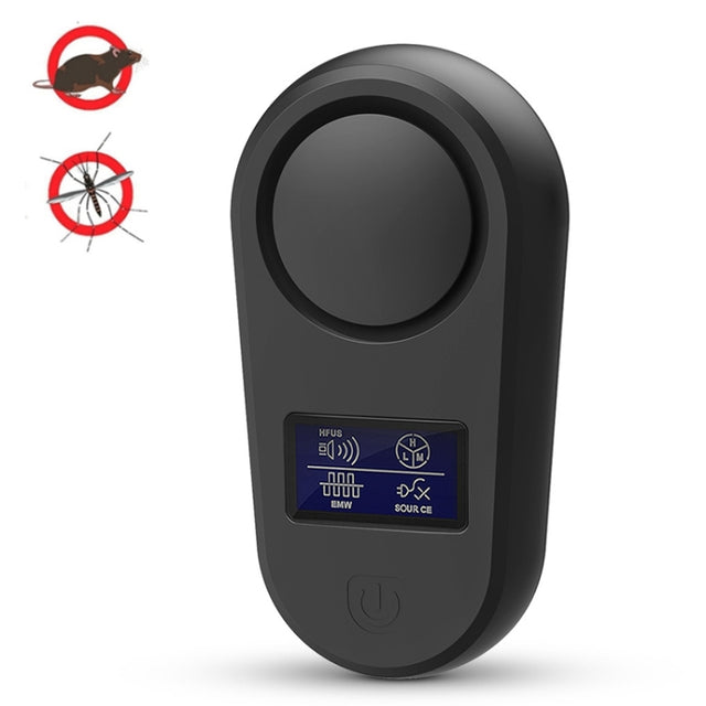 High Power Display Ultrasonic Mouse Repellent Mosquito Repellent Home Intelligent Insect Repellent AU Plug(Black)