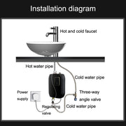 Instant Water Heater Mini Kitchen Quick Heater Household Hand Washing Water Heater US Plug(White)