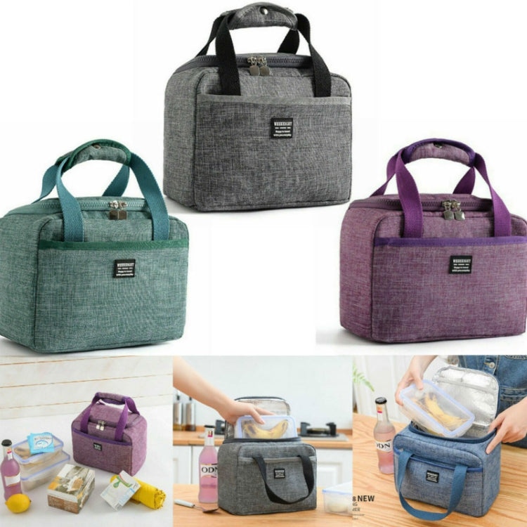 Portable Lunch Bag Thermal Insulated Lunch Box Tote Cooler Handbag 24  x 17 x 14cm(Gray) - Lunch Bags by PMC TechLife | Online Shopping South Africa | PMC TechLife