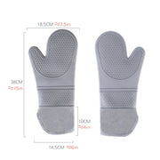 ZYA-426 Longer And Thicker Insulated Gloves Silicone Kitchen Baking Gloves(Black)