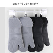 ZYA-426 Longer And Thicker Insulated Gloves Silicone Kitchen Baking Gloves(Gray)