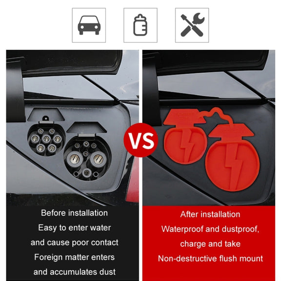 For Tesla Model3/Y 2pcs Charging Port Silicone Dustproof Water-resistant Cover, Color: Conjoined Blue