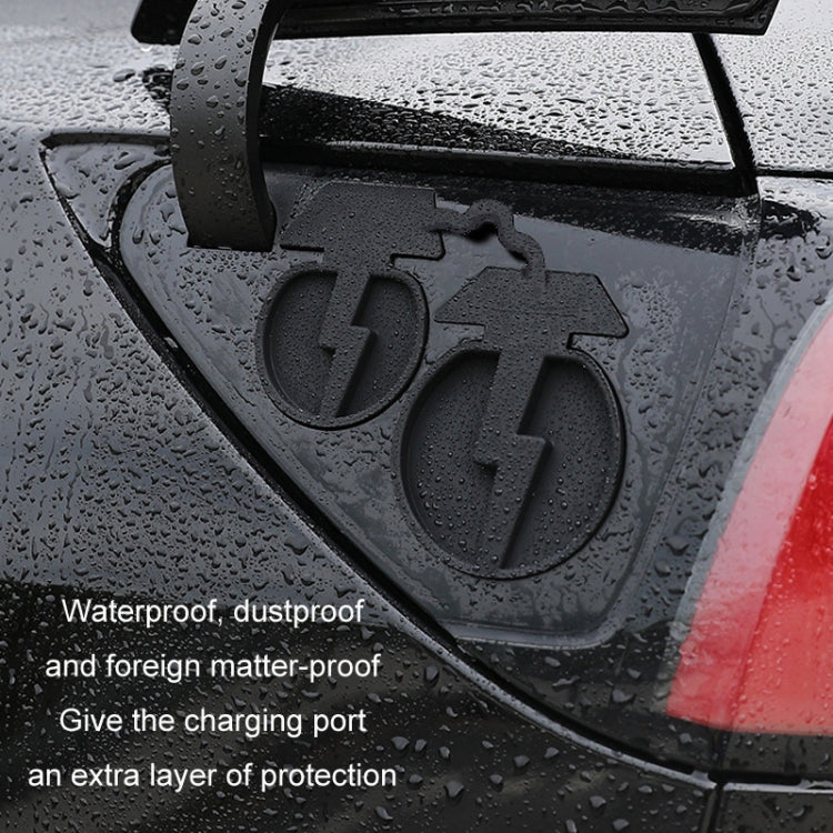 For Tesla Model3/Y 2pcs Charging Port Silicone Dustproof Water-resistant Cover, Color: Conjoined Blue