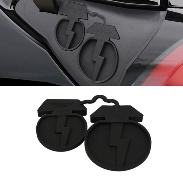 For Tesla Model3/Y 2pcs Charging Port Silicone Dustproof Water-resistant Cover, Color: Conjoined Black