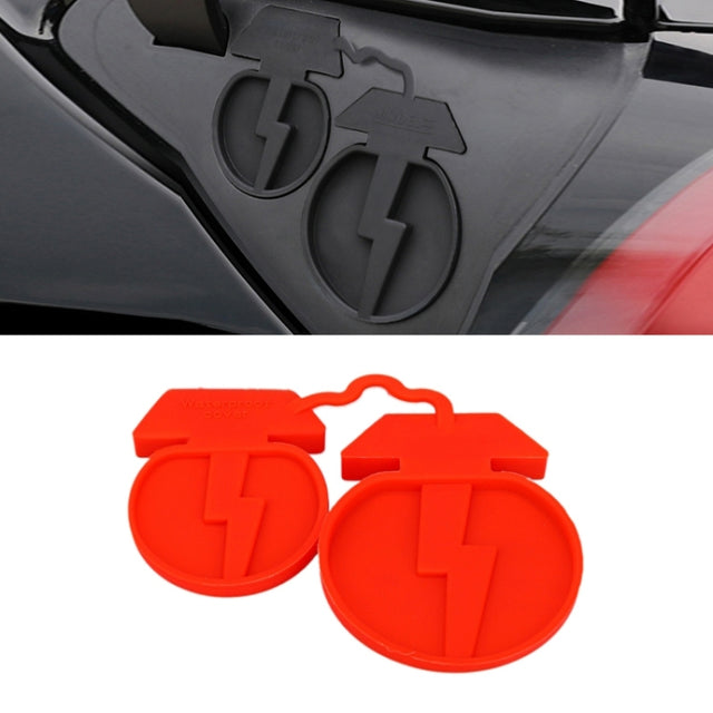 For Tesla Model3/Y 2pcs Charging Port Silicone Dustproof Water-resistant Cover, Color: Conjoined Red