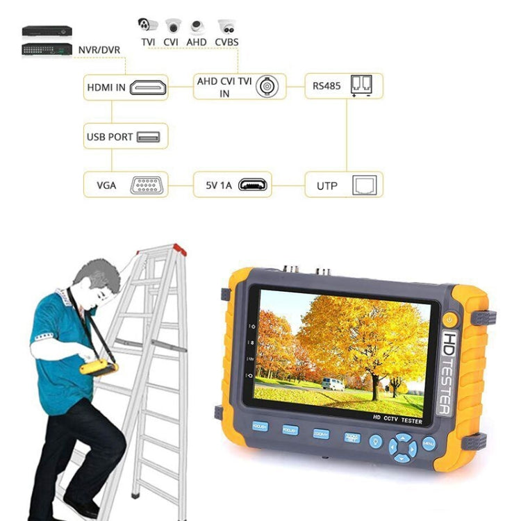 5800ACT-VH 5 Inch Large Screen Engineering Treasure Coaxial AHD / TVI / CVI 8MP Analog Video Surveillance Tester, US Plug - Other Tools by PMC TechLife | Online Shopping South Africa | PMC TechLife