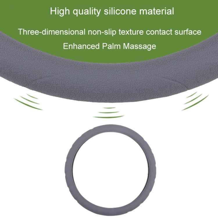 Silicone Non-slip Wear-resistant Steering Wheel Cover, Size: 37-42cm(Gray)