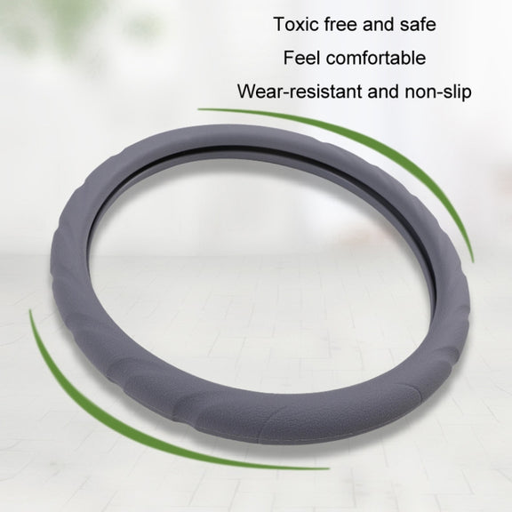 Silicone Non-slip Wear-resistant Steering Wheel Cover, Size: 37-42cm(Gray)