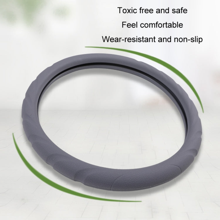 Silicone Non-slip Wear-resistant Steering Wheel Cover, Size: 37-42cm(Gray)
