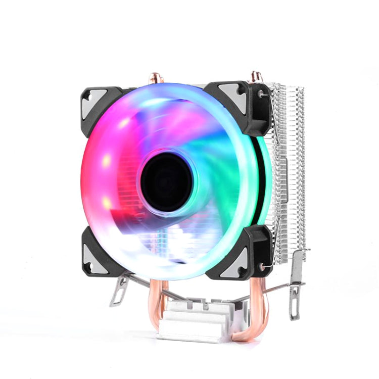 Desktop Computer Double Copper Tube CPU Radiator Super Quiet Color Light 3-pin Single Fan - Fan Cooling by PMC TechLife | Online Shopping South Africa | PMC TechLife | Buy Now Pay Later Mobicred