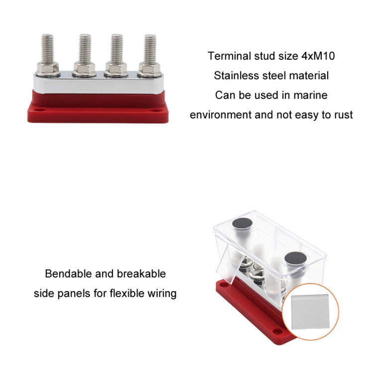 600A 48V RV&Ship Modification 4-way Large Electric DC Busbar(AOA4713C-M10) - Marine Accessories & Parts by PMC TechLife | Online Shopping South Africa | PMC TechLife | Buy Now Pay Later Mobicred