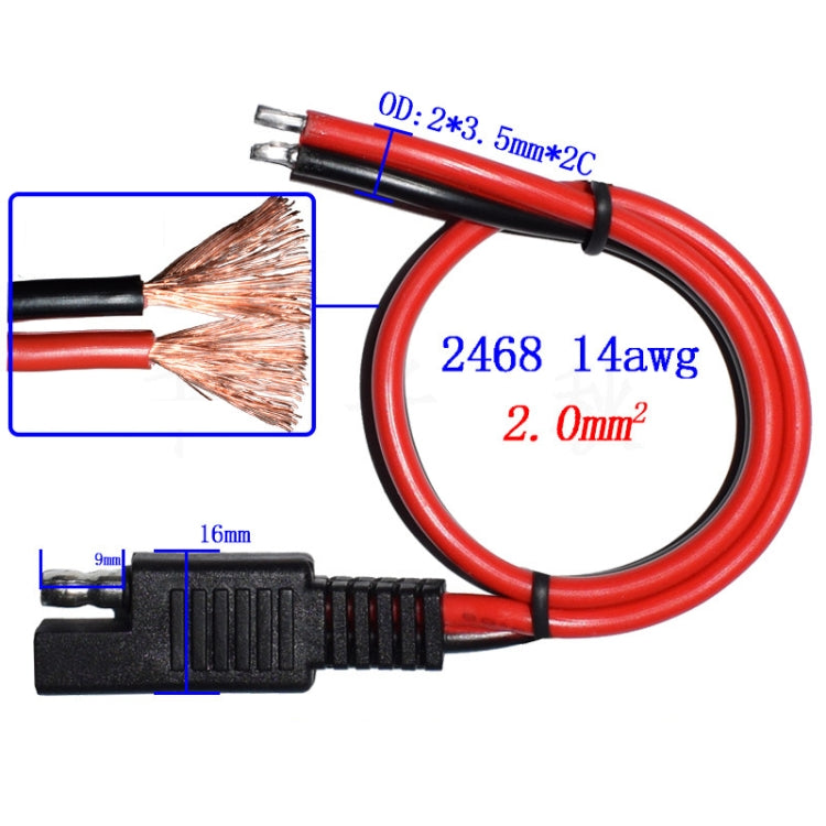 2pcs 20A Solar Car Battery SAE Power Extension Cable 100cm - DIY Cables by PMC TechLife | Online Shopping South Africa | PMC TechLife | Buy Now Pay Later Mobicred