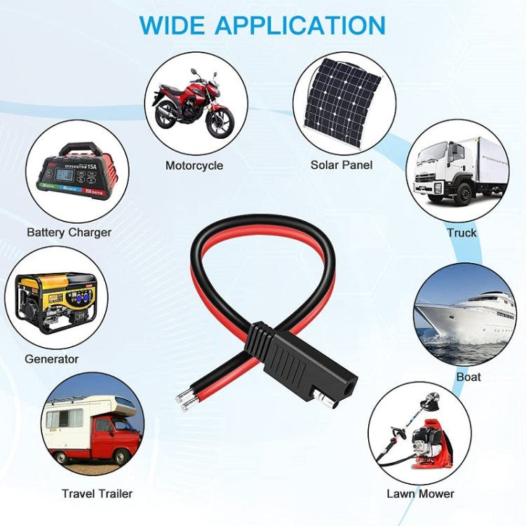 2pcs 20A Solar Car Battery SAE Power Extension Cable 100cm - DIY Cables by PMC TechLife | Online Shopping South Africa | PMC TechLife | Buy Now Pay Later Mobicred