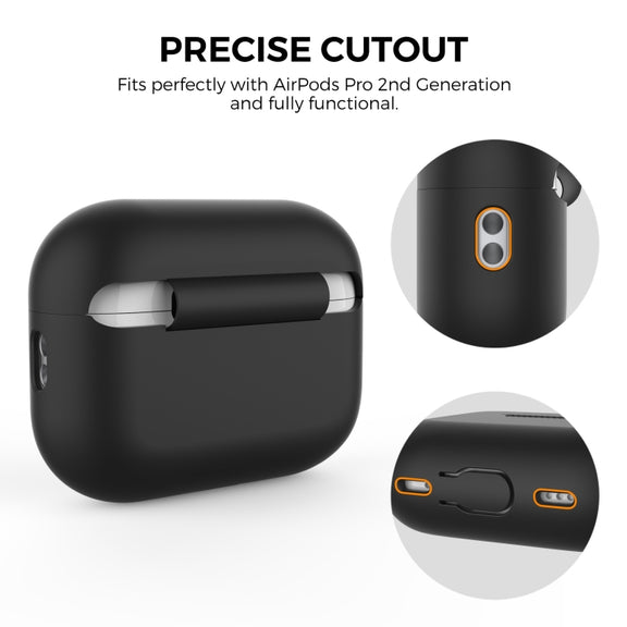 For AirPods Pro 2 AhaStyle PT187 Silicone One-Piece Protective Case With Lanyard Case(Dark Purple)