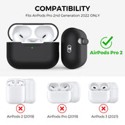 For AirPods Pro 2 AhaStyle PT187 Silicone One-Piece Protective Case With Lanyard Case(Purple)