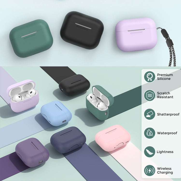 For AirPods Pro 2 AhaStyle PT187 Silicone One-Piece Protective Case With Lanyard Case(Purple)