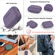 For AirPods Pro 2 AhaStyle PT187 Silicone One-Piece Protective Case With Lanyard Case(Dark Purple)