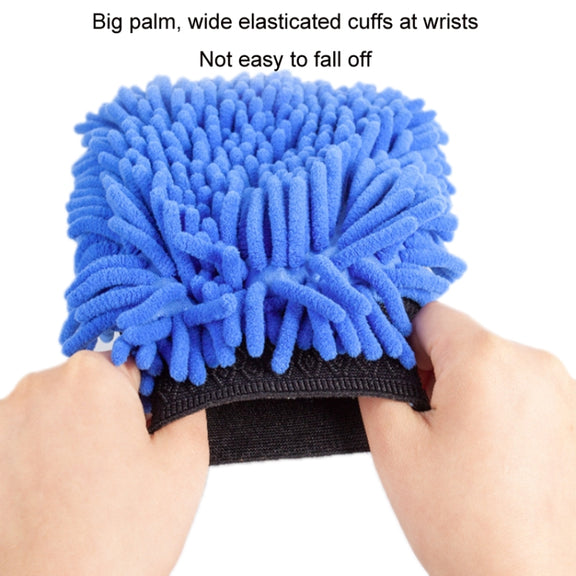 2pcs Car Chenille Coral Fleece Car Wash Double Sided Thick Gloves(Orange)