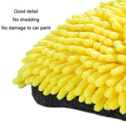 2pcs Car Chenille Coral Fleece Car Wash Double Sided Thick Gloves(Yellow)