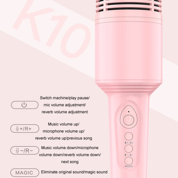 K10 Children Bluetooth Microphone Audio All-In-One Machine(Pink)