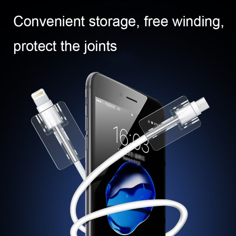10pcs Square Transparent Data Cable Protective Sleeve Durable Break-Resistant Cable Winder(Type-C/USB-C)