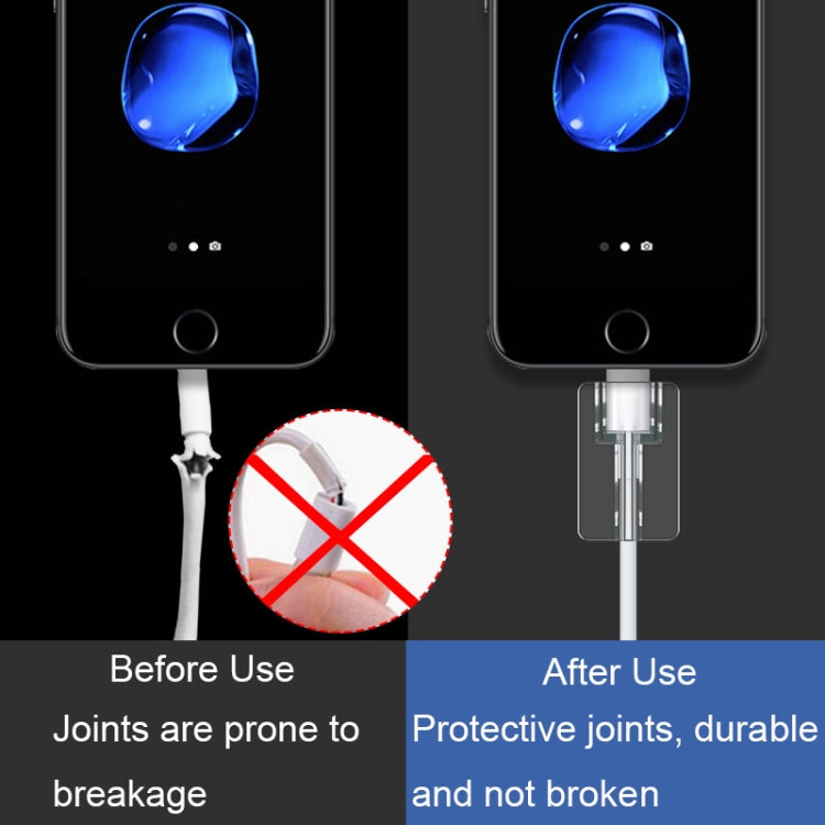 10pcs Square Transparent Data Cable Protective Sleeve Durable Break-Resistant Cable Winder(Type-C/USB-C)