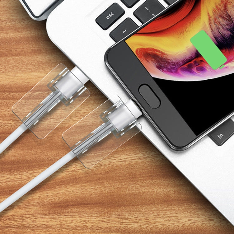 10pcs Square Transparent Data Cable Protective Sleeve Durable Break-Resistant Cable Winder(Type-C/USB-C)